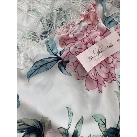 Linea Donatella Noralee Lace-Trim Chemise Nightgown IVORY MULTI - Picture 8 of 8